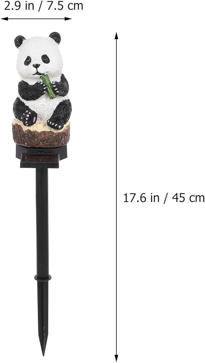 GANAZONO Solar Lawn Stake Lamp Outdoor Solar Powered Panda Garden Light Decorative Landscape Pathway Lighting for Patio Yard Lawn 16.92X2.95X2.16In