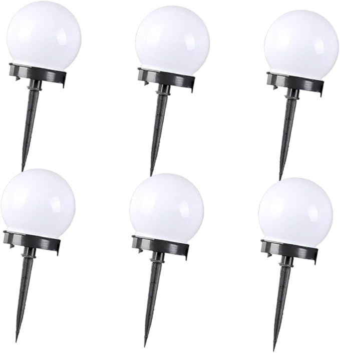 Tofficu 6Pcs Solar Round Grass Lights Outdoor Plug Light for Lawn Garden Unique Ball Shape Solar Powered Easy to Install Landscape Lighting