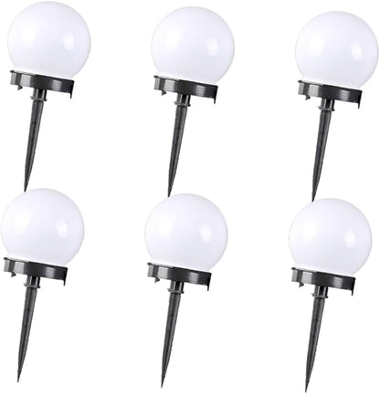 Tofficu 6Pcs Solar Round Grass Lights Outdoor Plug Light for Lawn Garden Unique Ball Shape Solar Powered Easy to Install Landscape Lighting
