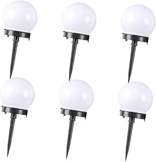 Tofficu 6Pcs Solar Round Grass Lights Outdoor Plug Light for Lawn Garden Unique Ball Shape Solar Powered Easy to Install Landscape Lighting