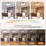 Flush Mount Ceiling Light,Satin Nickel LED Dimmable 3CCT 13"
