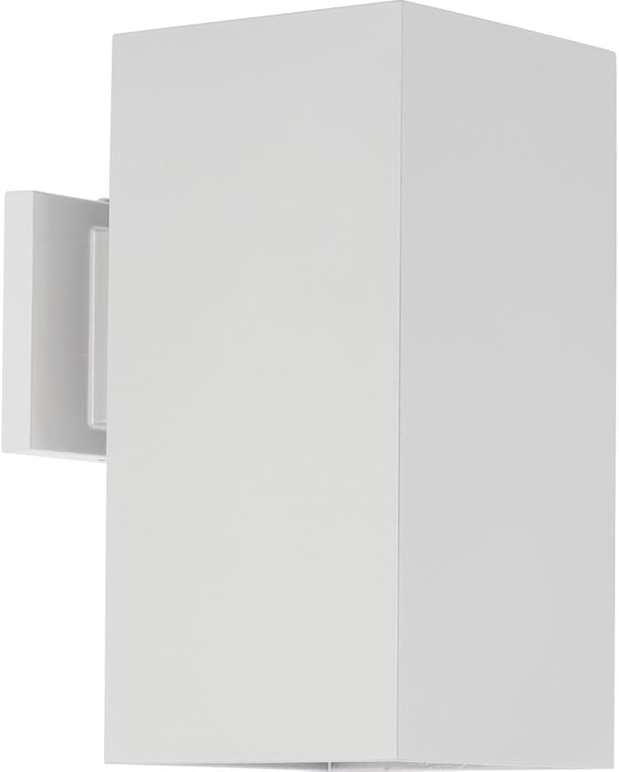 Progress Lighting 6" Aluminum Outdoor Wall Lantern Light, Square Collection, Outdoor, P5643-30, White