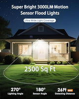 CLAONER Solar Outdoor Lights Motion Sensor 3500LM 288 LED Solar Security Lights with Remote Control IP67 Waterproof 4 Heads Solar Flood Lights with 16.4ft Cable 4 Modes Wall Lights(2 Pack)