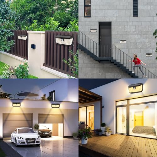 Brightever Solar Motion Sensor Outdoor Lights, 4000LM 344 LEDs Solar Outdoor Lights, IP65 Waterproof Exterior Flood Security Lights with 270° Wide Angle & 3 Modes for Patio Garage, 6-Pack Black