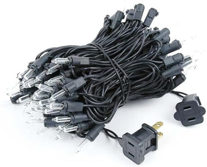 Novelty Lights 24-Pack, 34 Feet 100 Bulbs Traditional Incandescent Mini Lights, Clear on Black Wire with 4" Spacing, Commercial Grade and UL Listed for Indoor/Outdoor Use, End-to-End Connectable