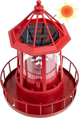 LED Solar Powered Lighthouse, 360 Degree Rotating Lamp Courtyard Decoration Waterproof Garden Smoke Towers Statue | Lumora