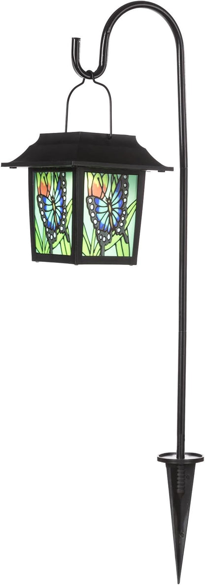 Glitzhome 30" H Solar Pathway Garden Lights-Solar Outdoor Decorative Lights with Colored Butterfly Design, LED Landscape Lighting for Yard Lawn Sidewalk Driveway Garden