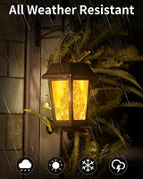 Solar Lanterns Outdoor Waterproof, Hanging Solar Lights with Glass Shade - 2 Pack LED Metal Wall Mount Outdoor Light for Yard/Garden/Patio - Flame