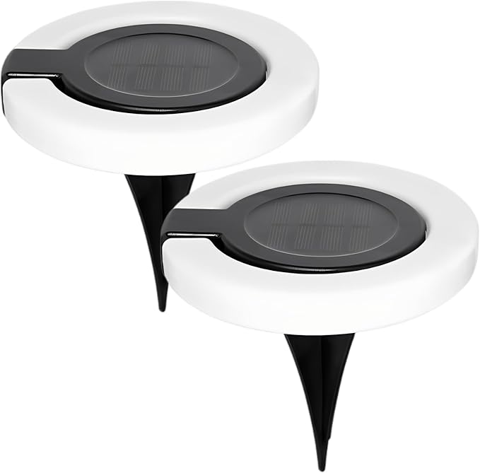 2 Pcs Waterproof Led Ground Lighting, Outdoor Solar Pathway Lights 5.9 X 5.51 in, Dusk to Landscape Lighting, Aa/300 Mah Battery, for Patio Yard Garden Stair Balcony