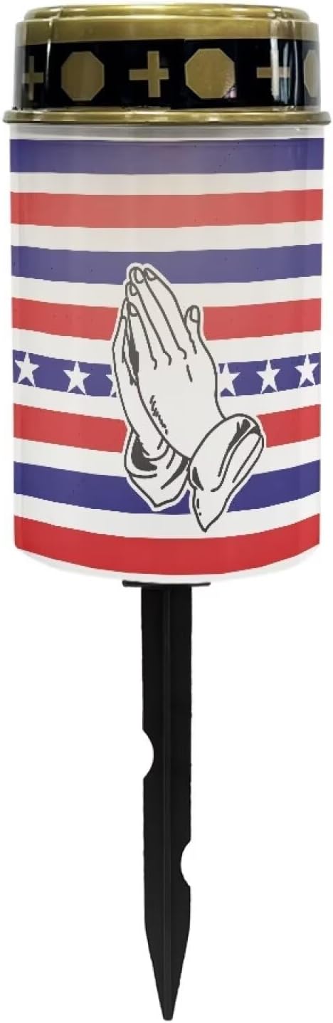 Pray Stripe Solar Garden Lights Outdoor Decorative Solar Stake Lights-Waterproof Warm White LED for Remembrance Gifts Cemetery Grave
