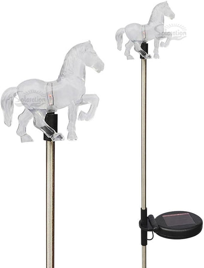 Set of 2 Clear Acrylic Horse Solar Yard Stick Color Change Lights