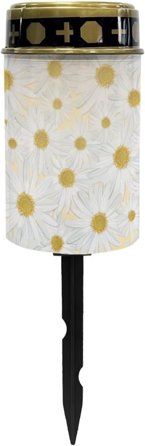 White Daisy Cemetery Solar Lights Solar Outdoor Lights Solar Lights Grave Decorations for Cemetery Mom Landscape Path Lights LED Solar Power