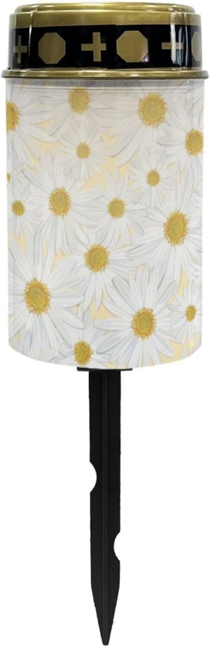 White Daisy Cemetery Solar Lights Solar Outdoor Lights Solar Lights Grave Decorations for Cemetery Mom Landscape Path Lights LED Solar Power