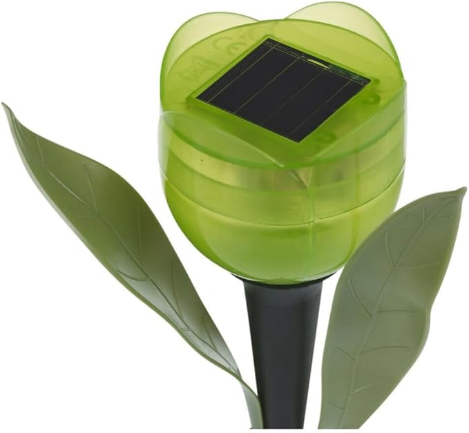 anso 6pcs Garden Tulip Flower Shape LED Solar Powered Lights Outdoor Yard Standing Decors (Green) | Lumora