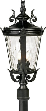 John Timberland Marseille Traditional Outdoor Post Light with Flat Base Textured Black 99 3/4" Clear Hammered Glass | Lumora