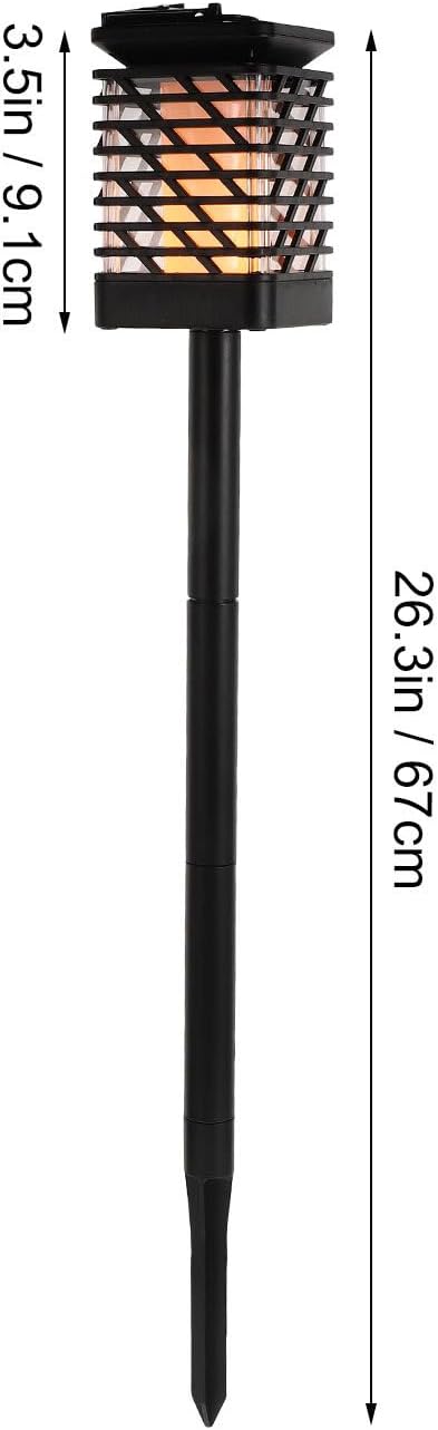 Vintage Solar Landscape Light Outdoor Lawn Lamp with Warm Black Flame Effect, Geometric Shade Pathway Hanging and Ground Stake Garden Lighting for Yard and Patio