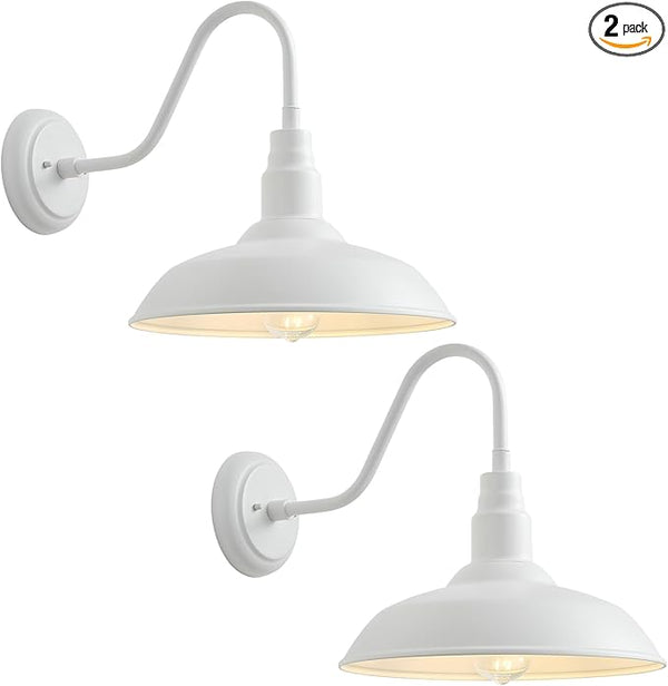 10" Outdoor Barn Lights for Farmhouse, Gooseneck Outdoor Light in Matte White, Farm Exterior Lighting Fixtures with | Lumora