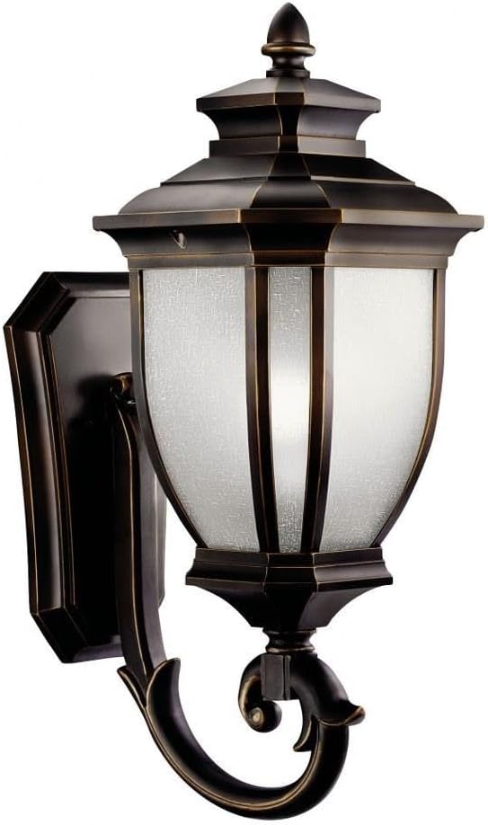 Kichler Salisbury 24.25" 1 Light Outdoor Wall Light with White Linen Glass in Rubbed Bronze | Lumora