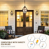 Outdoor Pendant Light Fixture for Front Porch, Farmhouse Exterior Hanging Lamp with Adjustable Chain, Waterproof Oil Rubbed Brown Outside Ceiling Mount Lamp for House, Foyer