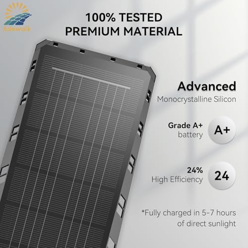 Adewalk 5000W Solar Lights Outdoor - 7000K LED Solar Street Lights Outdoor with Motion Sensor and Remote Control, IP66 Waterproof, Dusk to Dawn for Yard, Patio