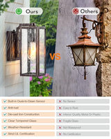 VIANIS Dusk to Dawn Outdoor Lighting, Modern Oil Rubbed Bronze Wall Light Fixtures, 100% Aluminum Porch Lights Outdoor, Anti-Rust Waterproof Outside Sconce Lights for Patio Front Door Entryway, 2-Pack