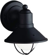 Kichler Seaside 7.5" 1 Light Outdoor Wall Light with Glass Globe Black | Lumora