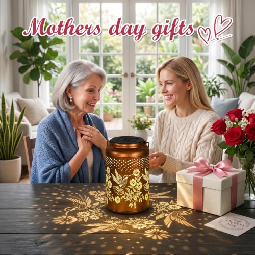 Cawalap Birthday Day Gifts for Women, Hummingbird Solar Lanterns Outdoor