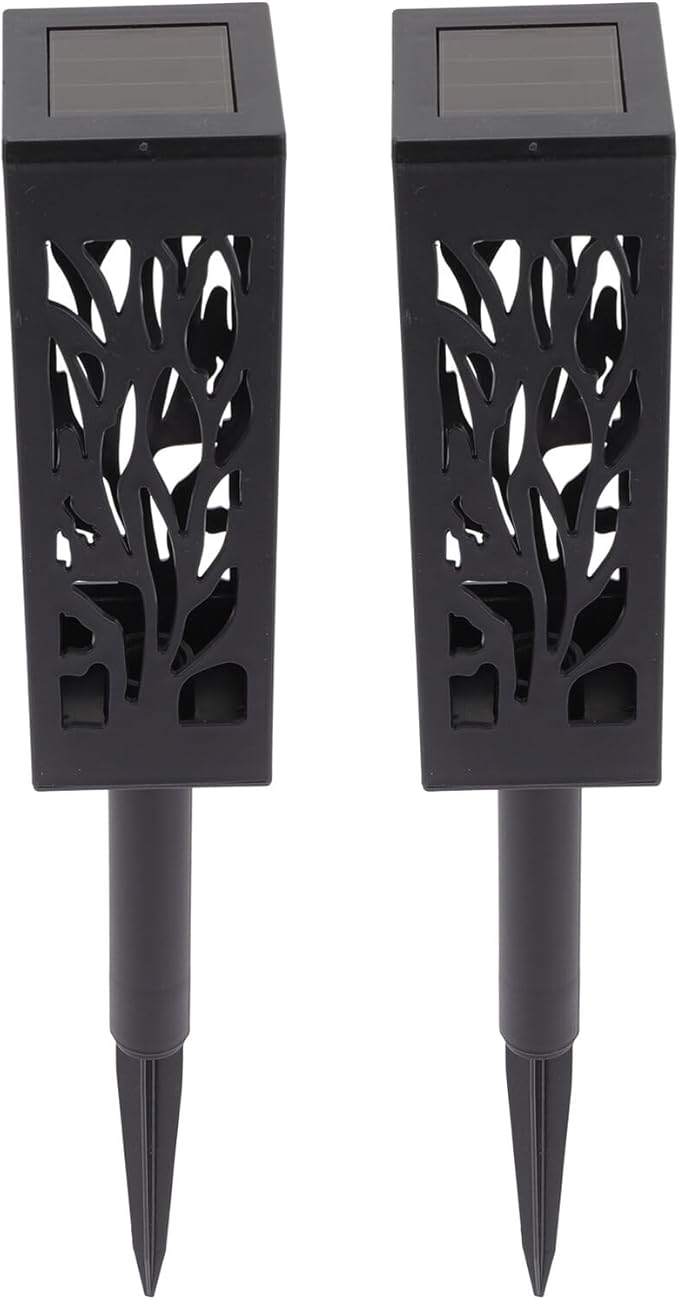 Beaupretty 2 Pcs Solar Garden Path Lights Hollow Tree Pattern LED Ground Stake Lights Warm White Outdoor Landscape | Lumora