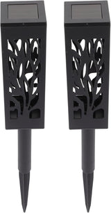 Beaupretty 2 Pcs Solar Garden Path Lights Hollow Tree Pattern LED Ground Stake Lights Warm White Outdoor Landscape | Lumora