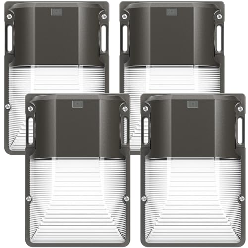 CINOTON 30W LED Wall Pack Light, 5000K 3600LM, Dusk to Dawn Sensor, 4 Pack