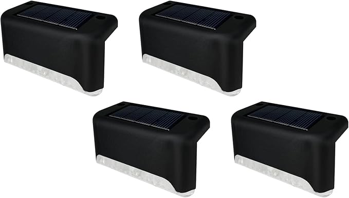 Solar Outdoor Lights, Waterproof Solar Powered Steps Light Outdoor, Wireless LED Lighting Lamp Fence Walkway Patio Stair Garden Path Rail Backyard Fences, 4 Pack Warm White