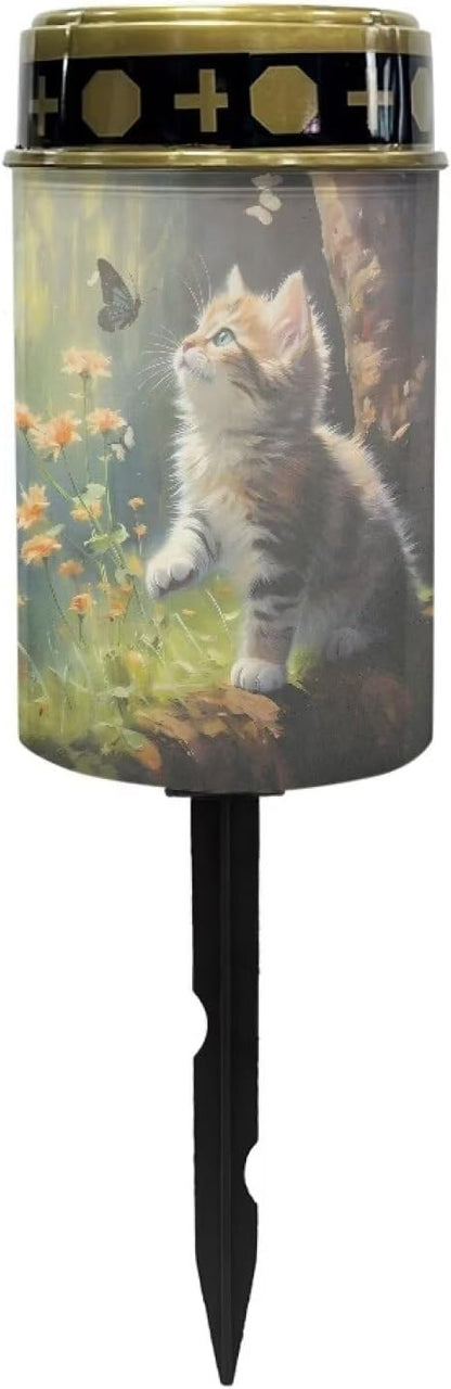 Cat Forest Solar Garden Stake Lights Solar Lights Outdoor Garden for Cemetery Grave Decorations, Memorial Gift, Christmas Yard Art, Sympathy Gifts