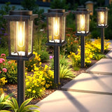 Melunar Solar Pathway Lights Outdoor, 12 Pack Solar Powered Garden Lights Waterproof, Auto On/Off Outdoor Landscape Lights for Patio, Walkway, Driveway, Lawn, Pool Decor. (Warm White)