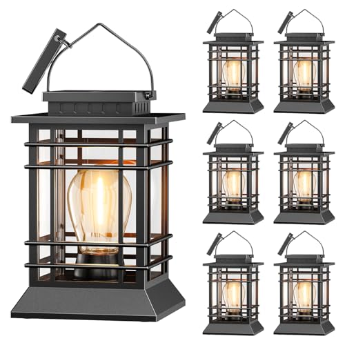 Solar Lanterns Outdoor Waterproof, Hanging Solar Lights for Outside 6 Pack