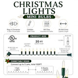 TW SHINE Warm White Christmas Lights Outdoor, 20FT 100 Count Incandescent Christmas Light Indoor, Waterproof Christmas Tree String Lights for Xmas Decorations