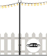 10FT String Light Pole for Outdoor, Heavy Duty Metal Lighting Stand Pole for Deck Fence Railing Backyard Patio | Lumora