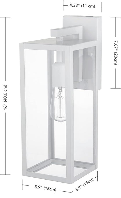 GLOBE Electric 44836 Bowery 1-Light Outdoor Indoor Wall Sconce, Matte White, Clear Glass Shade