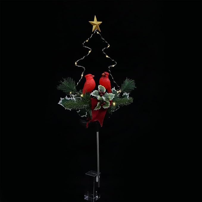 Wakauto Solar-Powered Red Bird LED Landscape Path Light Waterproof Outdoor Courtyard Lamp Garden Lawn Decoration for Christmas Yard