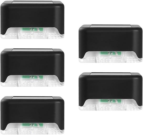Uonlytech 5pcs Waterproof Solar LED Deck Stair Lights with Black Shell, Garden Fence and Outdoor Wall Solar Lights | Lumora