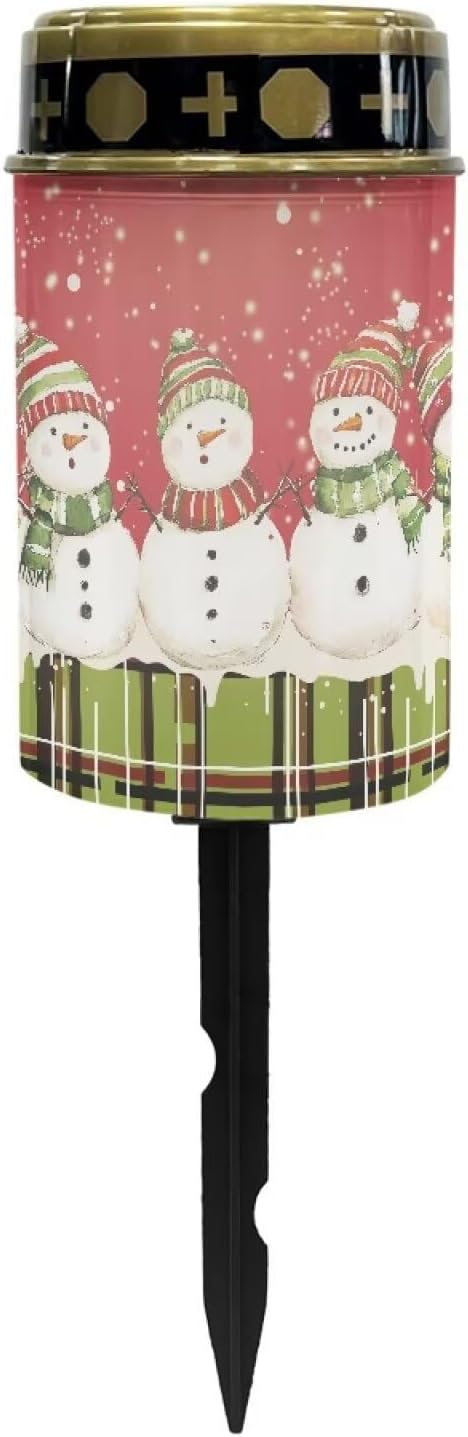 Snowman Solar Lights Outdoor Waterproof Flameless Memorial Cemetery Decorative Lights Christmas Home Decoration LED Solar Lighting Garden Landscape Stake for Lighting