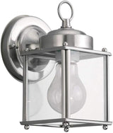 Sea Gull Lighting 8592-965 New Castle One-Light Outdoor Wall Lantern with Clear Glass Panels, Antique Brushed | Lumora