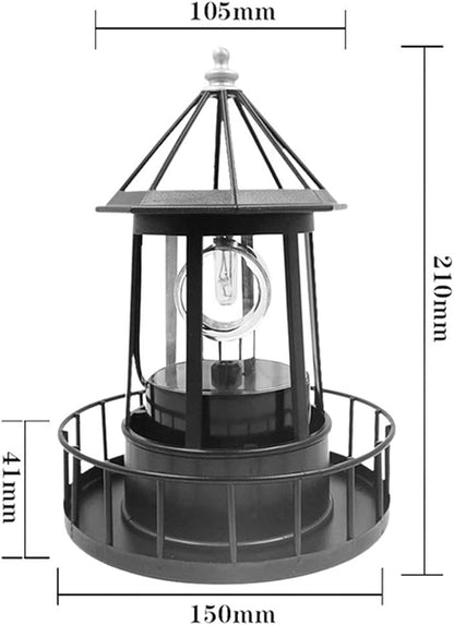 Hyuduo LED Solar Rotating Lighthouse Light Pillar Lights Solar Garden Lights Outdoor Garden Decoration Lantern for Column Lamp Lawn Light Wall Headlight