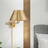 Livex Lighting 40030-01 25" One Light Swing Arm Wall Mount, Antique Brass Finish with Satin Brass Metal Shade | Lumora