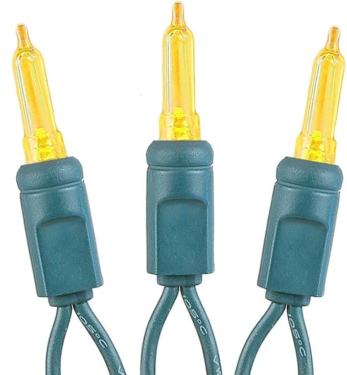 Novelty Lights Vintage Style T5 Yellow LED Christmas Lights, 11.5 Feet Green Wire String of 35 Mini Bulbs, UL Listed Indoor/Outdoor Tree Lighting