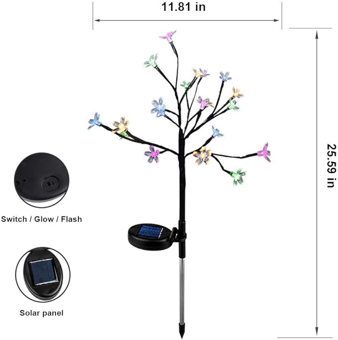 Solar Flower Fairy Light, Warm White Stainless Steel Solar Path Lights for Outdoor Landscape Lighting, Lawn, Patio, Yard, Walkway, Driveway, Garden (Warm White) (2 Pieces)