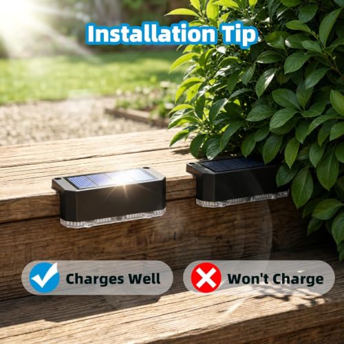 12 Pack Solar Fence Lights Outdoor, Deck Light Solar Powered, IP65 Waterproof Led Riling Solar Lights for Outside Step Yard, Warm White