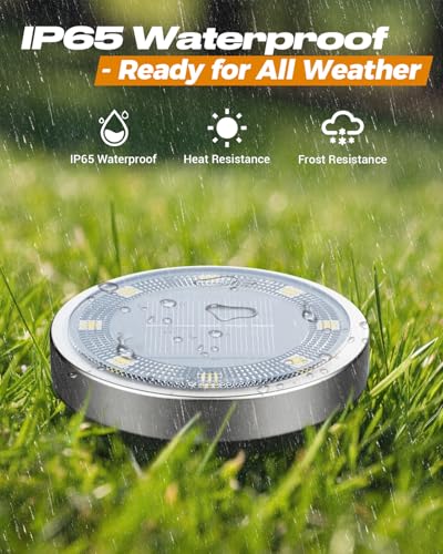 btfarm 16 Pack Solar Lights Outdoor Waterproof, 8 LED Solar Ground Lights