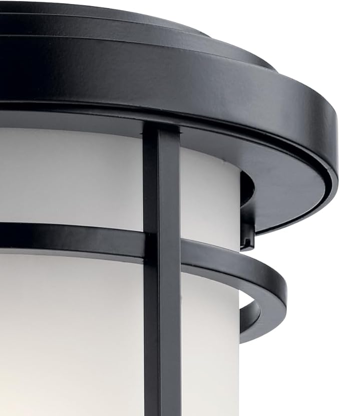Kichler Toman 13.5" 1 Light Outdoor Wall Light with Satin Etched Glass in Black | Lumora