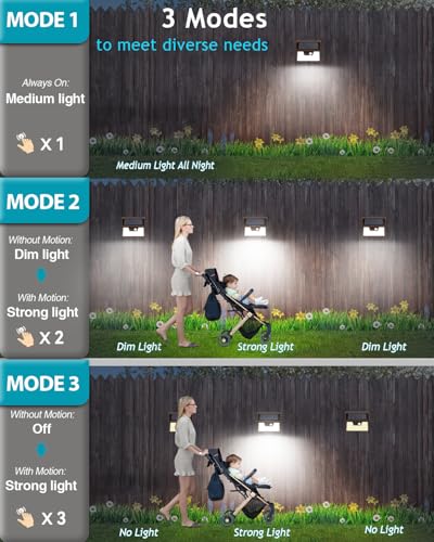 kolpop Solar Lights Outdoor 1 Pack, 140LED/3 Modes Motion Sensor Lights Solar Powered, Wireless IP65 Waterproof Wall Lights Outdoor Lights, Bright for Deck Fence Patio Front Door, White Light (Brown)