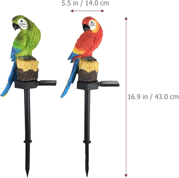 Uonlytech 2pcs Solar Light Backyard for Lamp Stake Lawn Resin Decor Decorative with Landscape Lights Pathway Patio Decorations Decoration Outdoor Parrot Animal Garden Led Ornament